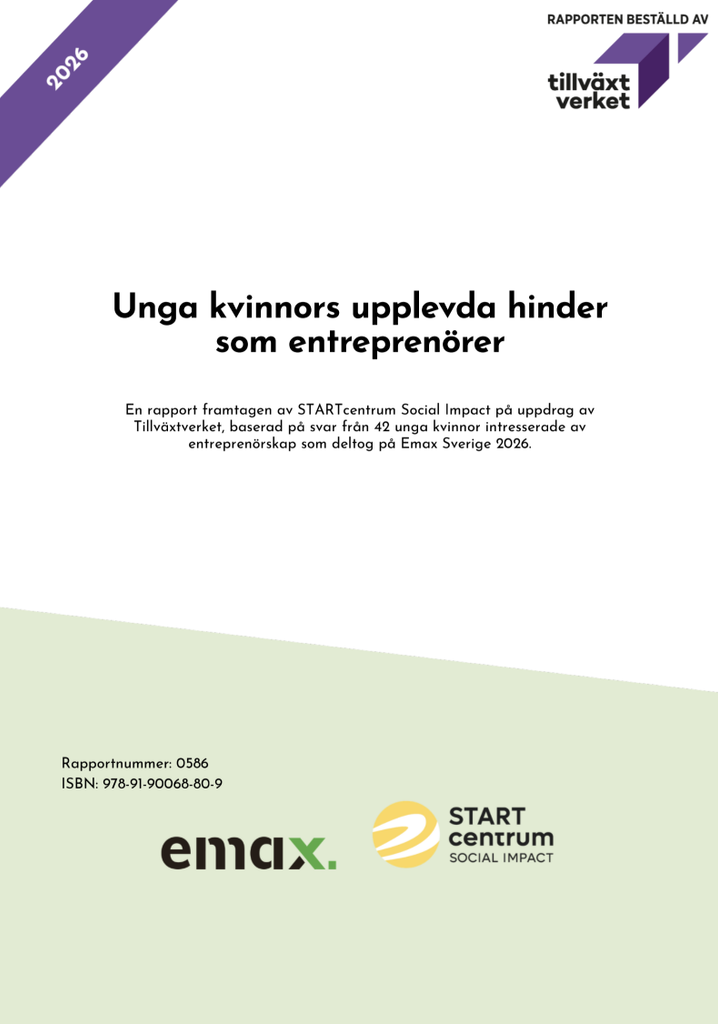 rapportomslag tillväxtverket "Unga kvinnors upplevda hinder som entreprenörer"